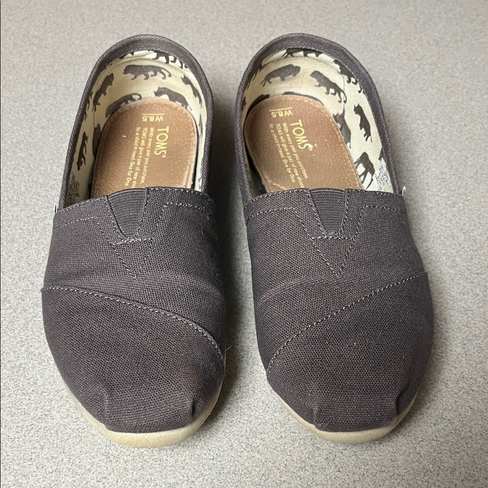 TOMS Dark Brown Canvas Slip-Ons